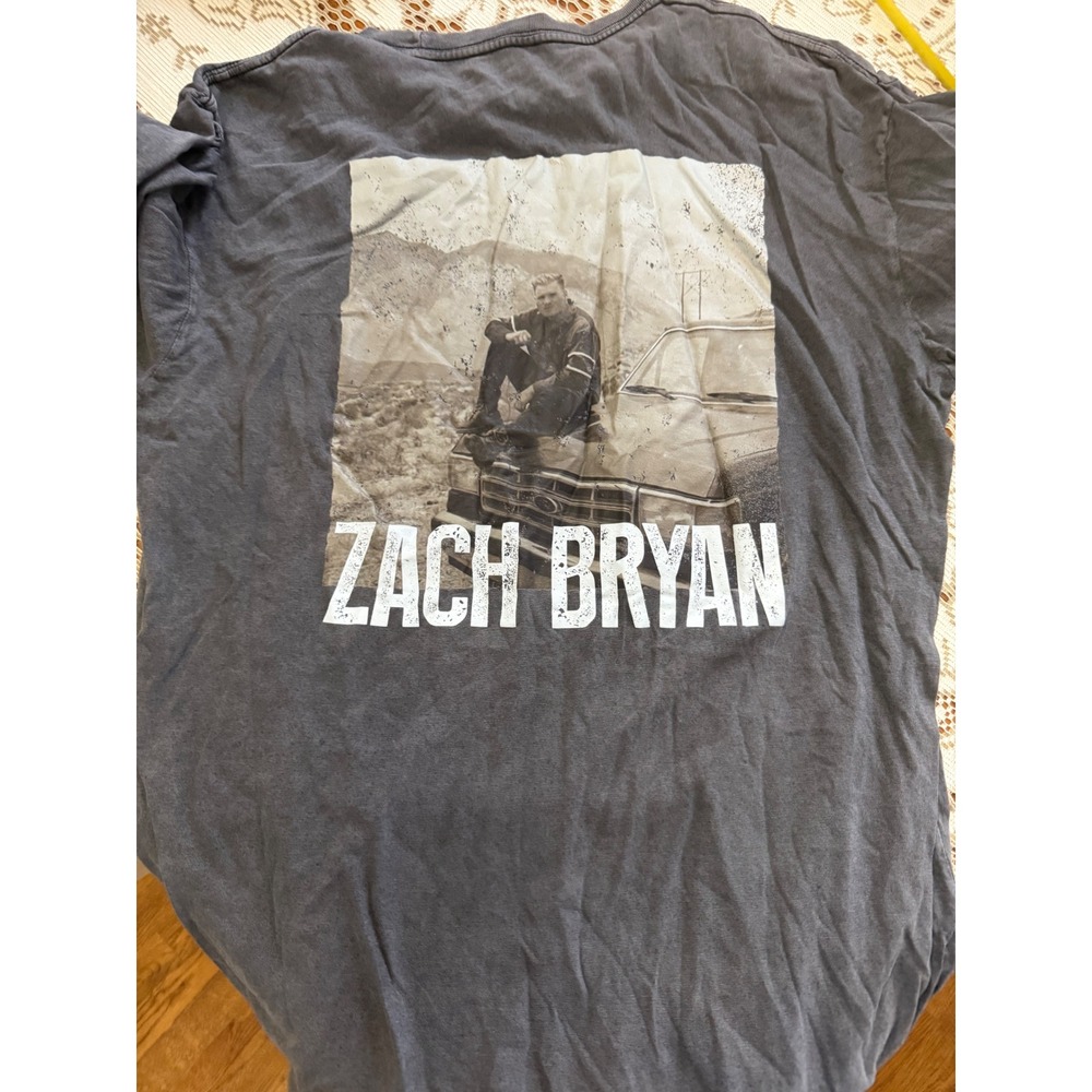 Zach Bryan Graphic T-Shirt Charcoal Gray Mineral Wash Lane Seven XL LST002